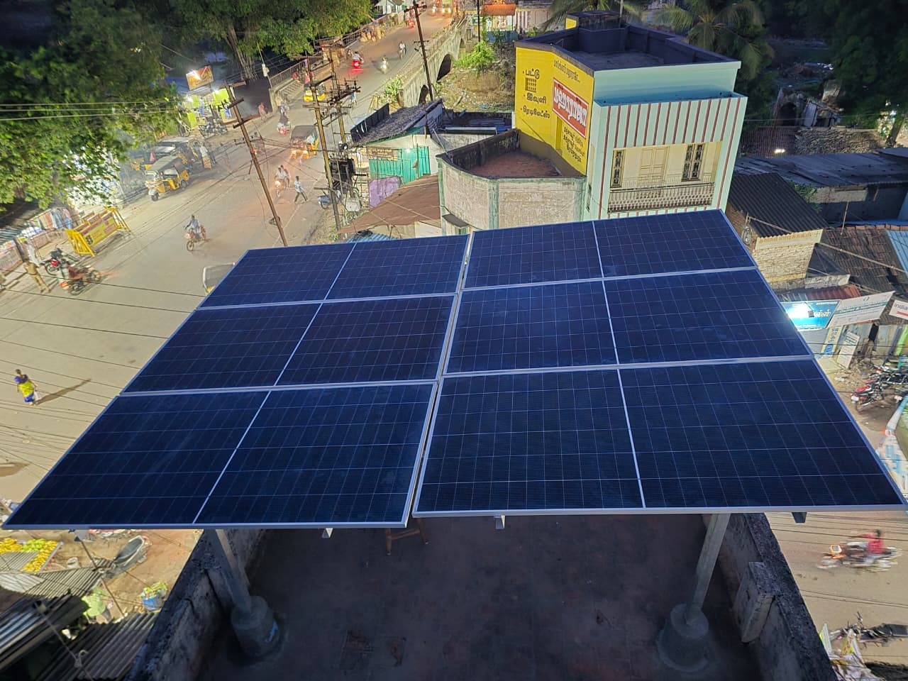 Rooftop solar panel installation