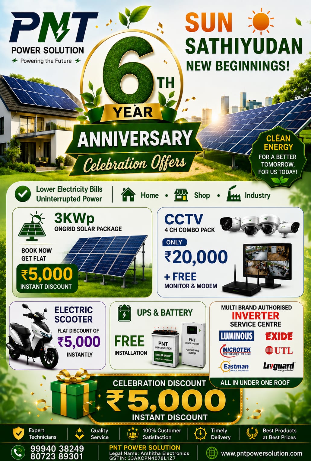 PNT Power Solution 6th year anniversary offers
